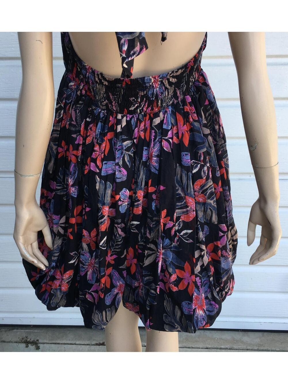 NWT Free People Black Floral Mai Tai Bubble-Hem Convertible Mini-Dress Size M - Picture 7 of 9